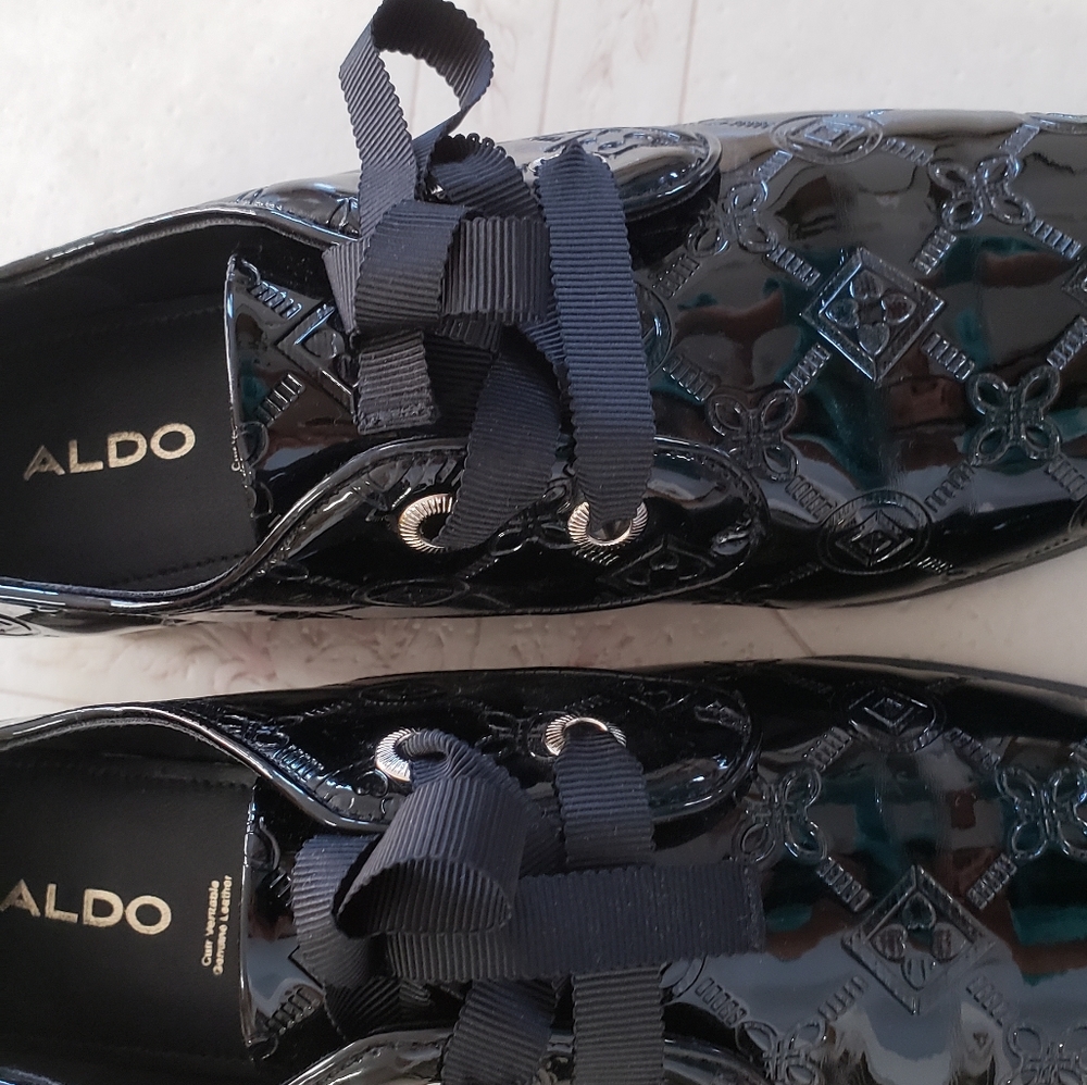 Aldo Oxford shoes Womens 8.5 Black Patent Flex Comfort Tech Shoes - Picture 3 of 14